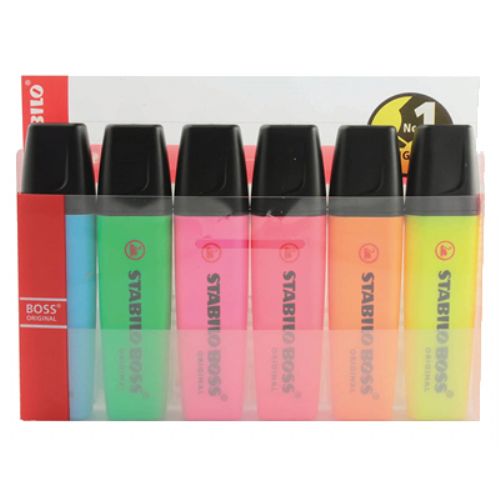 EVIDENZIATORI STABILO BOSS CONFEZIONE 6 PZ COLORI ASSORTITI FLUORESCENTI